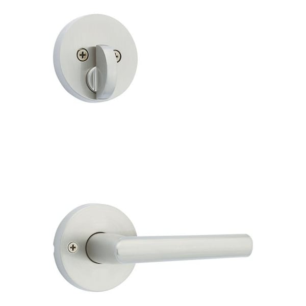 Kwikset Single Cylinder Interior Milan Lever Trim with Round Rose New Chassis Satin Nickel Finish 971MILRDT-15 - main